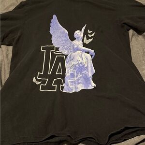 Black Short Sleeve Tee with Angel Graphic FKN Rich